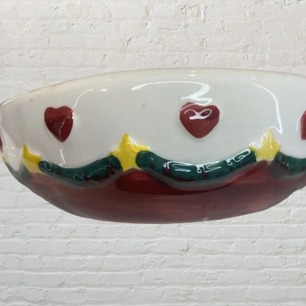 VINTAGE SERVEWARE -- Christmas Chip & Dip/Cheese Ball/Snack Bowl, Santa, Frosty